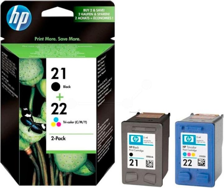 Actual product image HP 21/22 Combo Pack - 2-Pack - Black, Color (Cyan, Magenta, Yellow) (M, FC, C, Y)