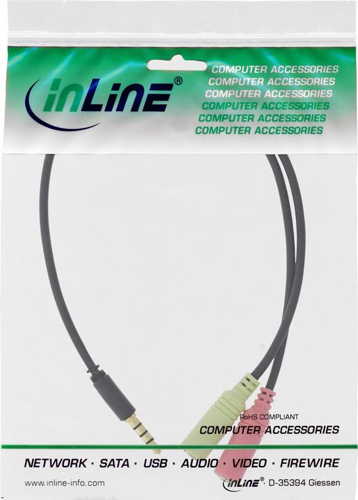 Produktbild InLine Audio Headset Adapterkabel (0.15 m, 3.5mm Klinke (AUX))
