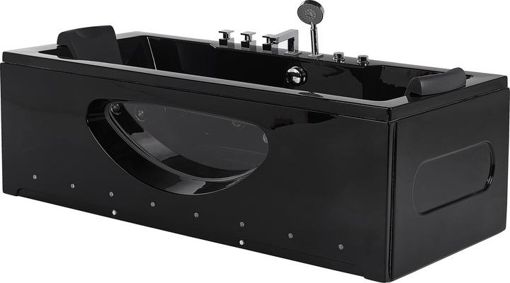 Produktbild Beliani Whirlpool Badewanne schwarz rechteckig mit LED 180 x 80 cm HAWES (235 l, 80 cm)