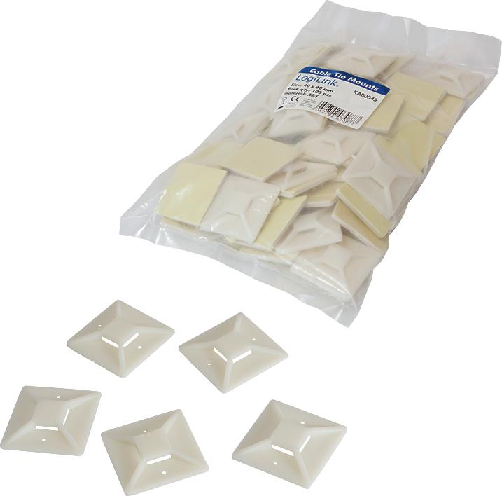 Productafbeelding LogiLink Kabelbinderhouders, zelfklevend, kabelbinderhouder: (Plastic kabelbinders, 40 mm, 100 Pcs.)
