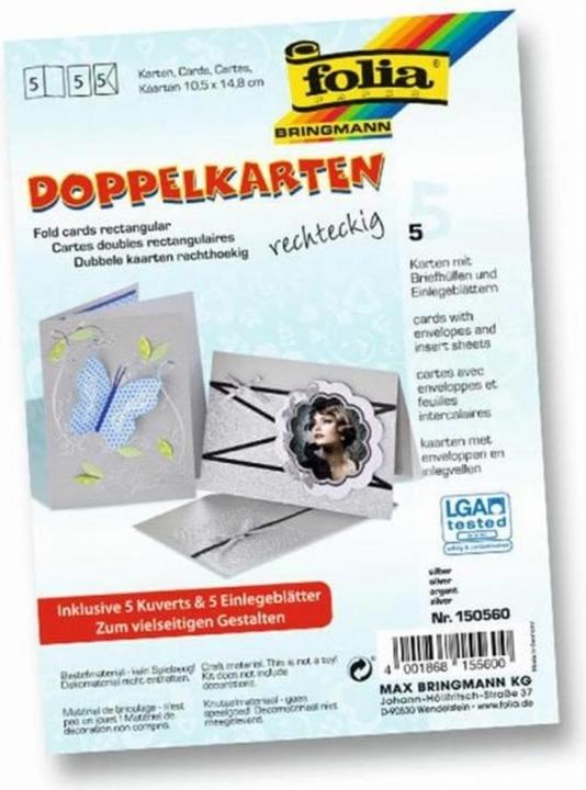 Produktbild Folia Doppelkarten rechteckig 220 g/m2 (5 Stk.)