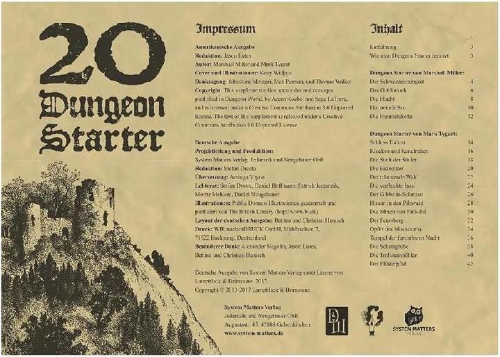 Image du produit SYMDW-04 - Dungeon World : 20 Dungeon Starter - Couverture souple, 44 pages (Édition française) (Allemand)