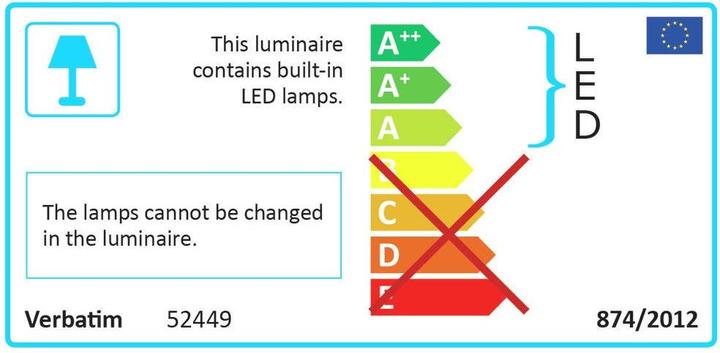 Energie-Label Verbatim LED Down light 135mm, 15W, 4000K (1250 lm)