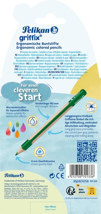 Image du produit Pelikan Coffret de crayons de couleur 8+1ST Griffix WV assortis (Couleurs assorties, crayon inclus, 10 x)