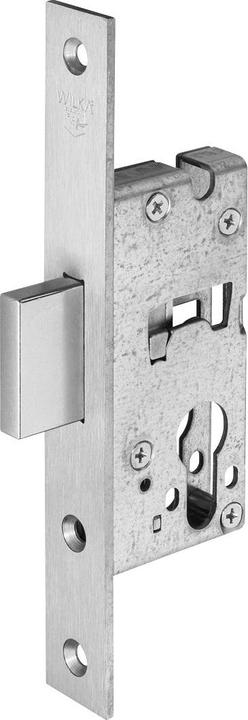 Wilka Tubular frame lock, flat face plate w. bolt, DM 40, stainless steel