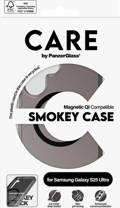 Actual product image PanzerGlass CARE by ® Flagship Case Urban Combat Smokey w. Black Qi Compatible Samsung Galaxy S 2025 (Samsung Galaxy S25 Ultra)