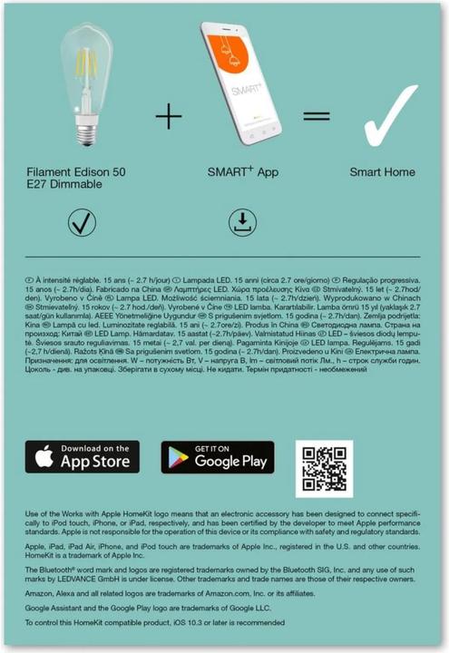 Energy Label Ledvance Smart+ (E27, 6 W, 806 lm, 1 x, E)