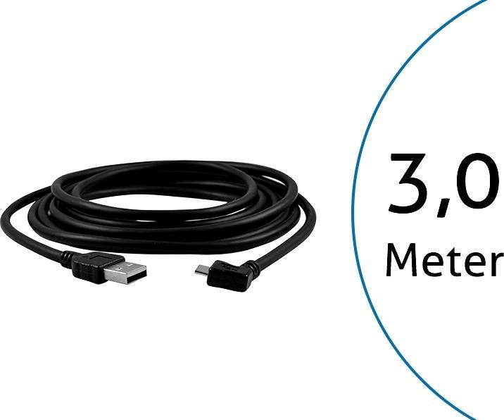 Productafbeelding TecLines TUC003B USB-kabel 3 m van micro B-stekker 90 graden haaks naar stekker type A, zwart (3 m, USB 3.0)