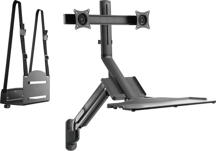 Productafbeelding Maclean Muurbeugel voor twee monitoren en toetsenbord, gasveer met computerhouder, voor monitoren 17"27". (Muur, 27")