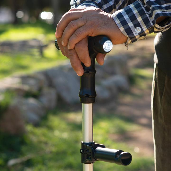 Actual product image InnovaGoods Extendable walking stick with LED light, alarm and mechanical gripper handle