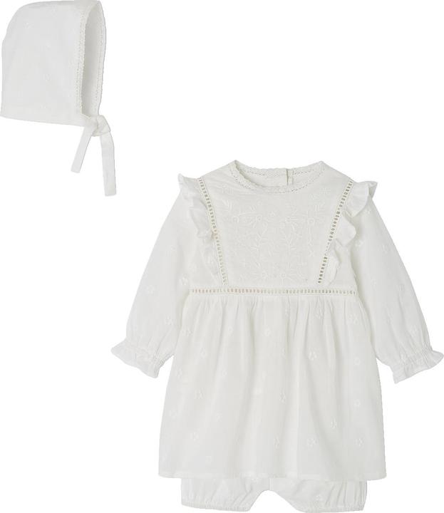Vertbaudet Festliches Baby-Set: Kleid, Spielhose & Mütze