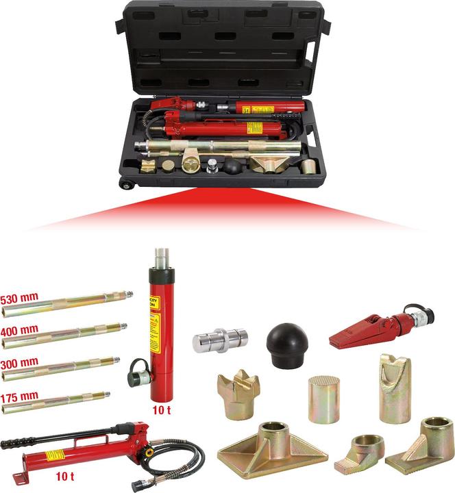 Actual product image KS Tools Hydraulic car straightening tool set 10t, 17 pcs.