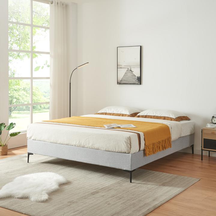 Immagine prodotto En.Casa Letto matrimoniale Lilla textile 180x200 cm grigio chiaro (180 x 200 cm)