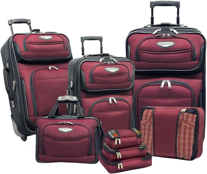 Travel Select Burgundy, 8-Piece Set (15/21/25/29/Packing Cubes) (Hand luggage (up to 50 litres), M (50 - 90l), L (90 - 115l), XL (from 140l))