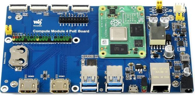 Actual product image WaveShare Raspberry Pi Compute Module 4 IO board with PoE function