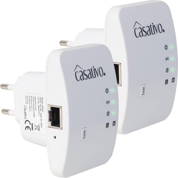 Produktbild Casativo 2er-Set Mini-WLAN-Repeater mit WPS-Funktion, 300 Mbit/s, LAN-Anschluss & 2,4 GHz (300 Mbit/s)