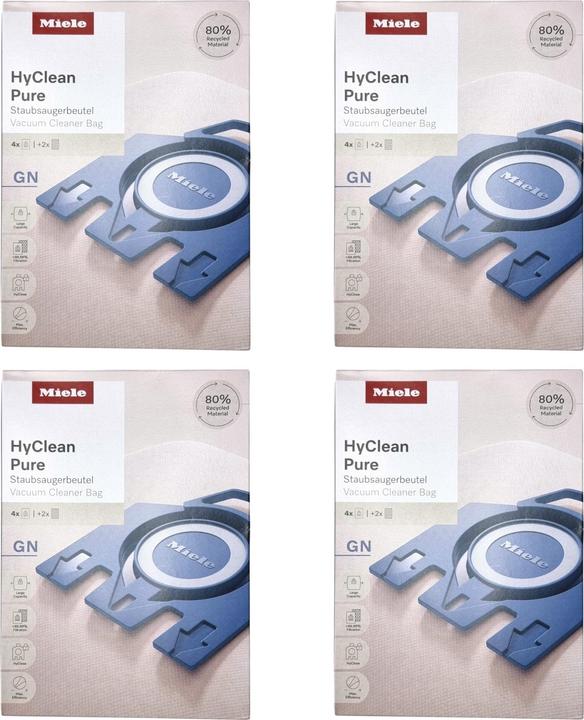Miele 4x HyClean Pure GN Staubsaugerbeutel 16 Stück mit Filter ( 4x 12421130 ) für Complete C2 / C3 (16 x)