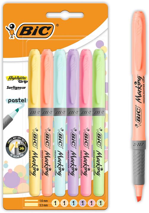 Image du produit Bic Surligneur Pastel (Multicolore, 3.30 mm, 6 x)