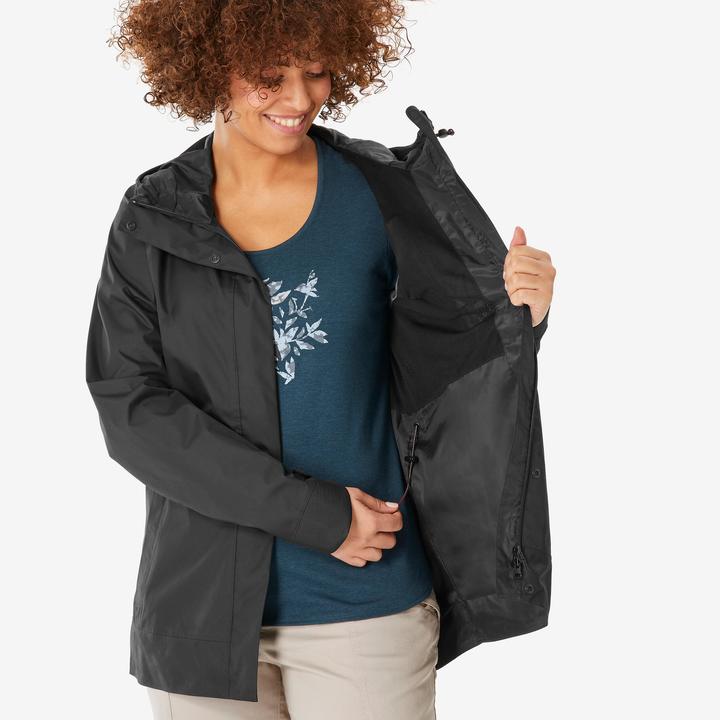 Produktbild Quechua Wanderjacke Damen wasserdicht - NH500 schwarz (XL)