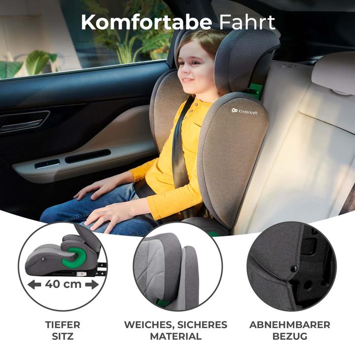Actual product image KinderKraft Junior Fix 2 I-Size Rocket Grey (Child seat, ECE R129/i-Size Standard)