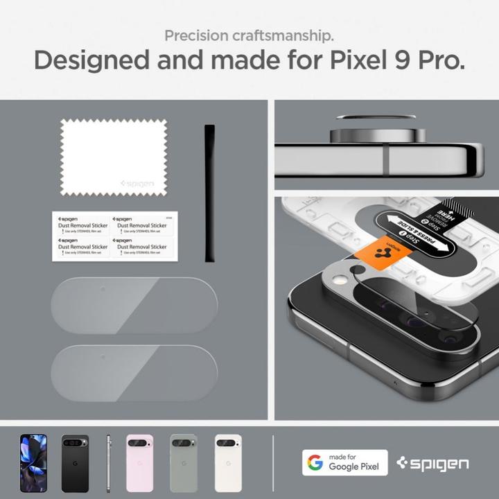 Image du produit Spigen EZ Fit Protecteur de caméra en verre trempé Google Pixel 9 Pro 2-Pack (2 pièce(s), Google Pixel 9 Pro)