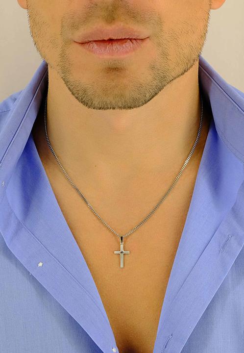 Image du produit Muau Pendant cross or blanc 750, 26x12mm (Or blanc 750/18K)