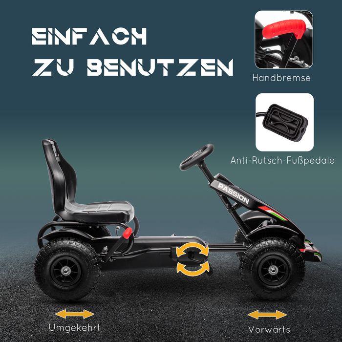 Image du produit Swisshandel24 GoKart, véhicule à pédales, voiture à pédales avec freins à main, véhicule pour enfants avec siège