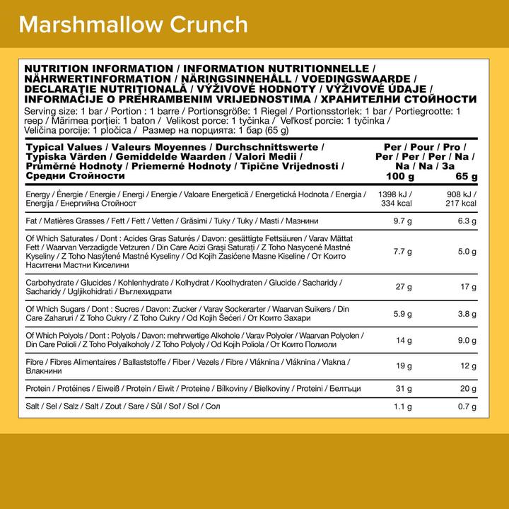 Nährwerte und Zutaten Optimum Nutrition Crunch Bar (65G) (Marshmallow, 1 Stk., 65 g)