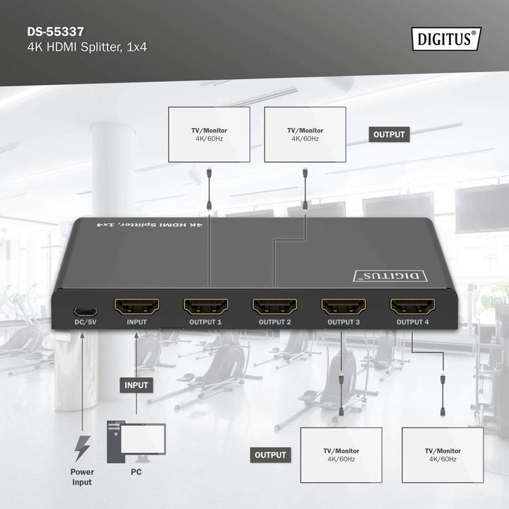 Actual product image Digitus 4K HDMI Splitter, 1x4
