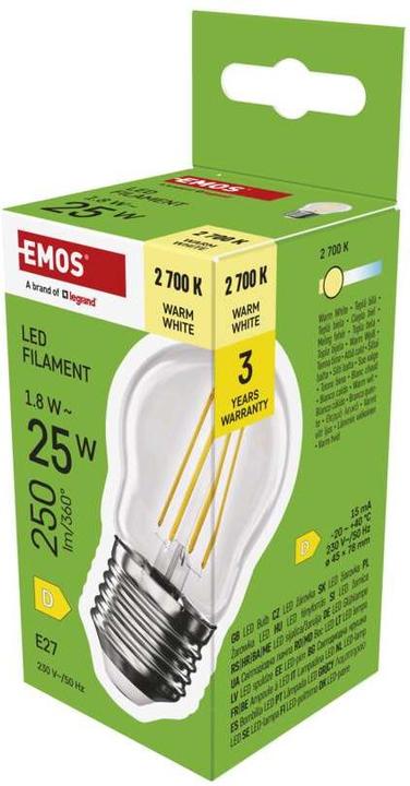 Actual product image Emos LED lamp Filament Mini Globe / E27 / 1.8 W (25 W) / 250 lm / Warm white (E27, 1.80 W, 250 lm, 1 x, D)