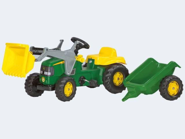 Productafbeelding Rolly Toys John Deere trekker met lader en aanhangwagen