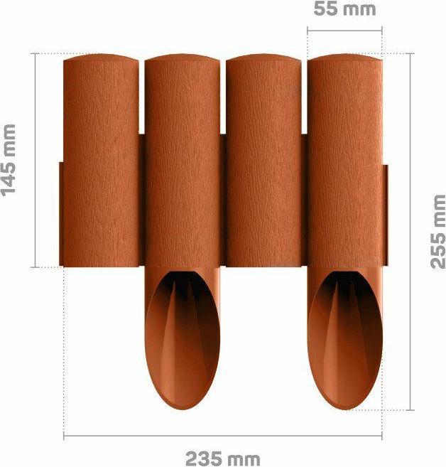 Actual product image Cellfast Garden Palisade Standard Brick Red Height 25.5cm, Length 2.3m 5901828850882 Graphite (230 cm)
