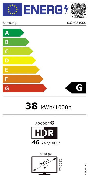 Label énergétique Samsung Odyssey OLED G8 - G81SF (3840 x 2160 pixels, 32")