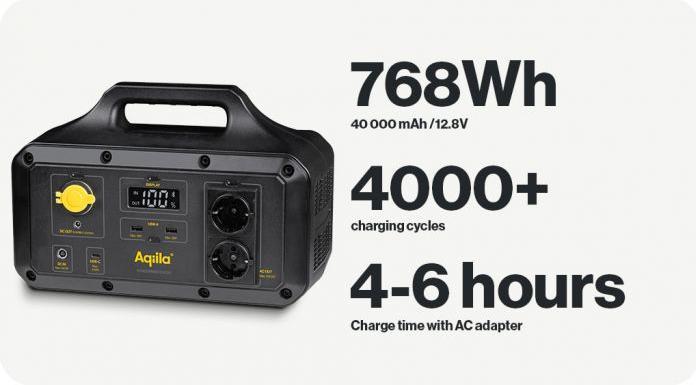 Actual product image Aqiila Powerbird S300 Powerstation LiFePO 4 Black, Yellow (294 Wh, 8.40 kg)