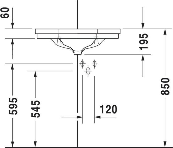 Actual product image Duravit Corner wash-hand basin 1930 m ÜL HLB 595x450mm 1 tap hole white (450 mm, 595 mm)