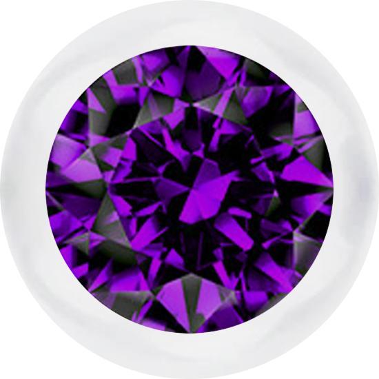Star Piercing Kugel transparent mit Kristall violett (ohne Messing, Bioflex)