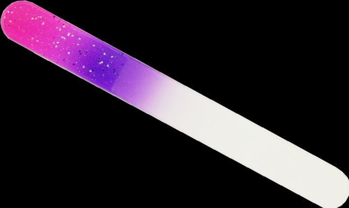 Glasfeile - doppelseitig, magenta/violett mit Glitter, beidseitig rund, Länge: 9 cm