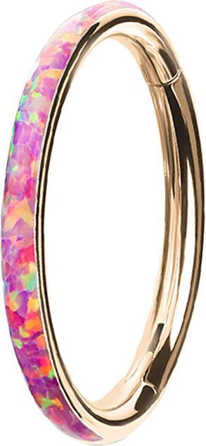 Star Piercing Micro Segmentring klappbar rosegold seitlich Opal streifen pink (ohne Messing, Chirurgenstahl 316L)