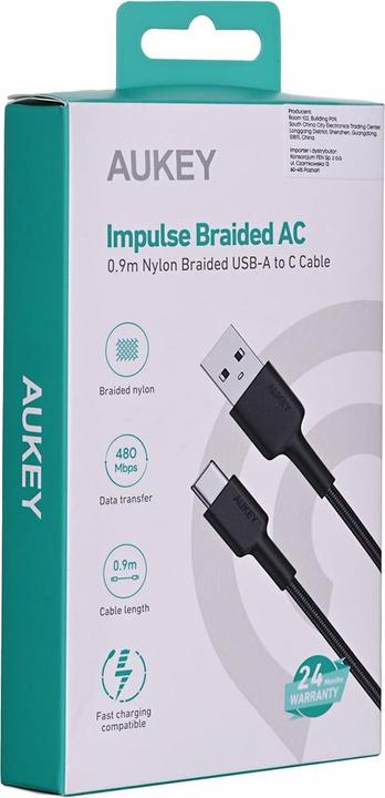 Immagine prodotto Aukey Cavo Nylone intrecciato da USB 2.0 a USB-C 0,9 m (0.90 m, USB 3.2 Gen 1)