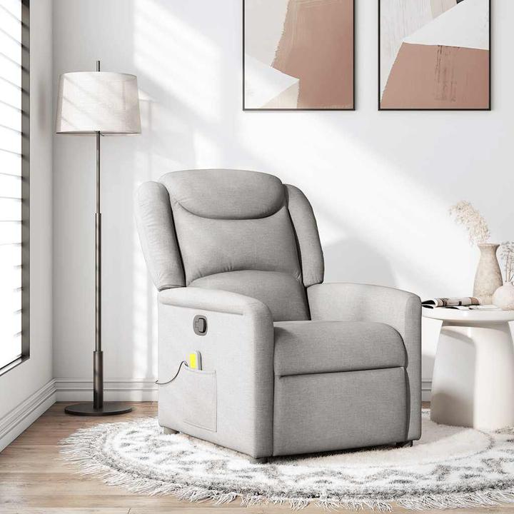 Productafbeelding VidaXL Massagefauteuil cloud grey stoffen massage TV-fauteuil