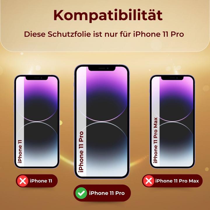 Actual product image Protectorking 4x real tempered 9H armoured glass 3D CLEAR (1 Piece, Apple iPhone 11 Pro)