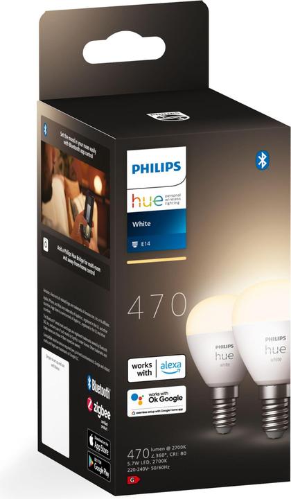 Immagine prodotto Philips Hue Tonalità Bianco Lucentezza (E14, 5.70 W, 470 lm, 2 x, G)