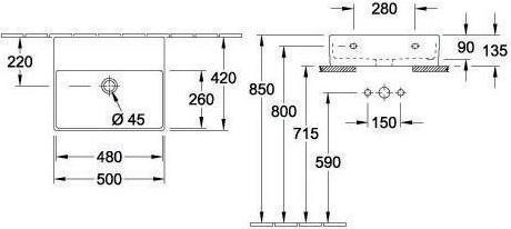 Produktbild Villeroy & Boch V&B Waschtisch MEMENTO 2.0 500x420mm o ÜL o HL stone white C+ (420 mm, 500 mm)