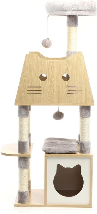 Produktbild Fudajo Kratzbaum (126 cm, Grau und helles Holz)