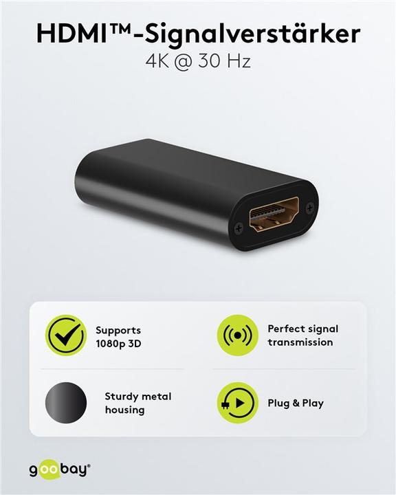 Actual product image Goobay HDMI™ Signal Amplifier 4K @ 30 Hz (0.05 m, HDMI)