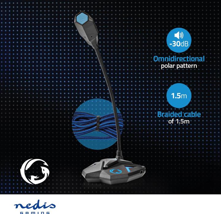 Image du produit Nedis Microphone de jeu pour ordinateur de bureau GMICGU100BK