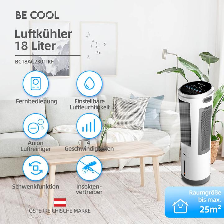 Actual product image Be Cool BC18AC2301IKF Air cooler with 18 litre water tank and mosquito repellent (25 m²)