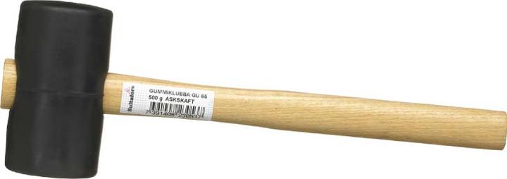 Produktbild Hultafors Gummihammer GU Ø65mm in schwarz, Vollgummi mit Härte 80/90 Shore A. Holzstiel in Esche (550 g)