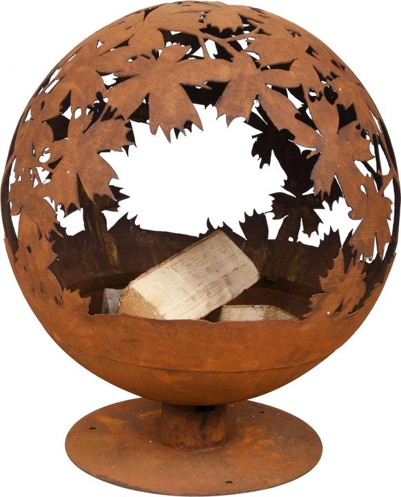 Actual product image Esschert Design Fire Bowl Ball Leaves, Ø 55.8 cm, Rust (58 cm)