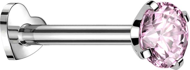 Produktbild Star Piercing Micro Labret Herz Innengewinde silber Kristall pink gefasst (ohne Messing, Titan G23)